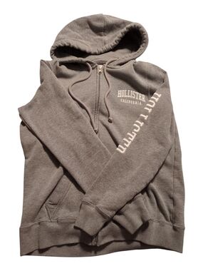 Hollister Women's Grey Full-Zip Hooded Sweatshirt Size M